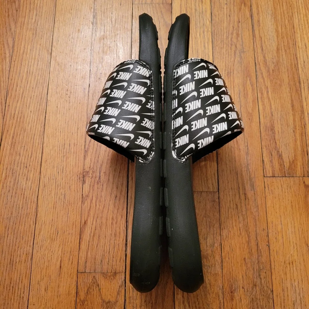 Nike Victori One Mens Slides Black White Logo Print Sandals 10 Lounge Comfort